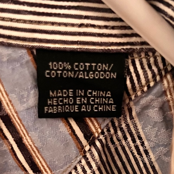 Roper - Men’s Small - Pearl Snap Western Style Shirt - 100% Cotton - Blue & Tan - Picture 7 of 12